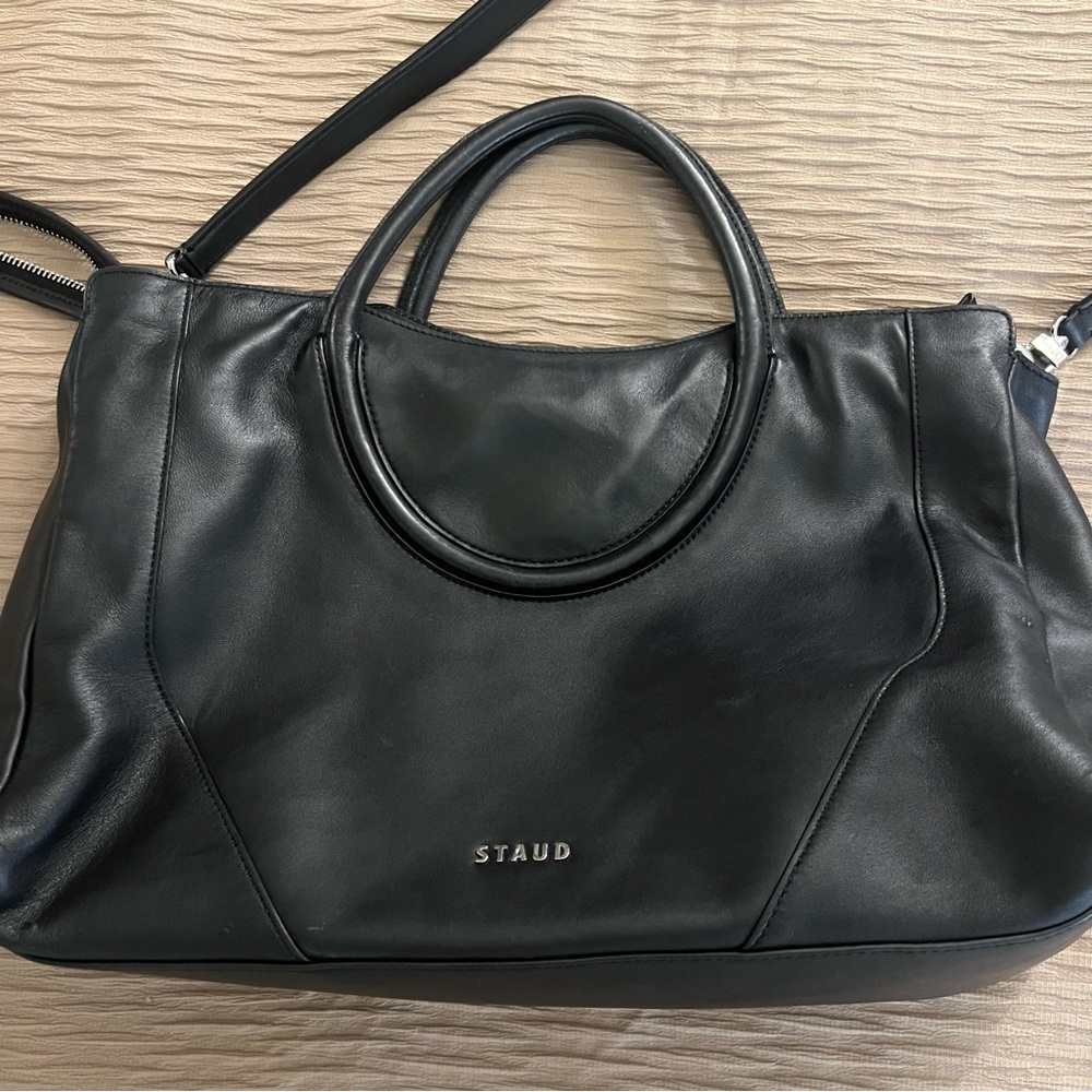 Black Leather Handbag Satchel - Picture 6 of 16
